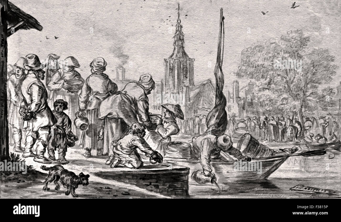 Mercato con la chiesa di San Giacomo in background ('aia ) 1624 Jan van Goyen 1596 - 1656 Paesi Bassi Paesi Bassi Foto Stock