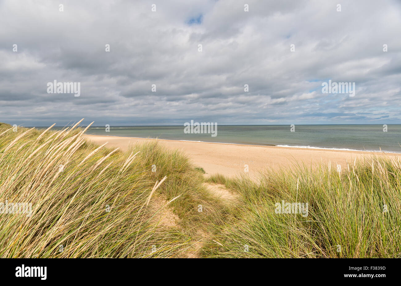 La spiaggia e le dune di sabbia a Winterton sul mare sulla costa di Norfolk Foto Stock
