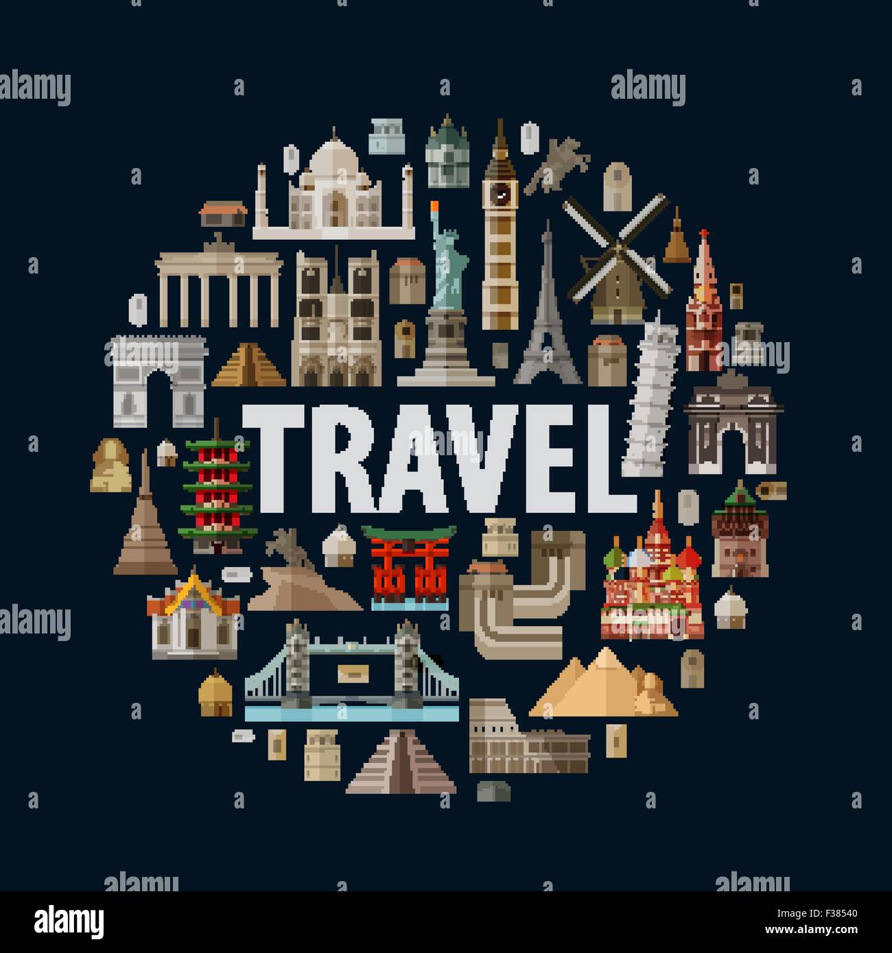 Viaggio. architettura storica del mondo Illustrazione Vettoriale