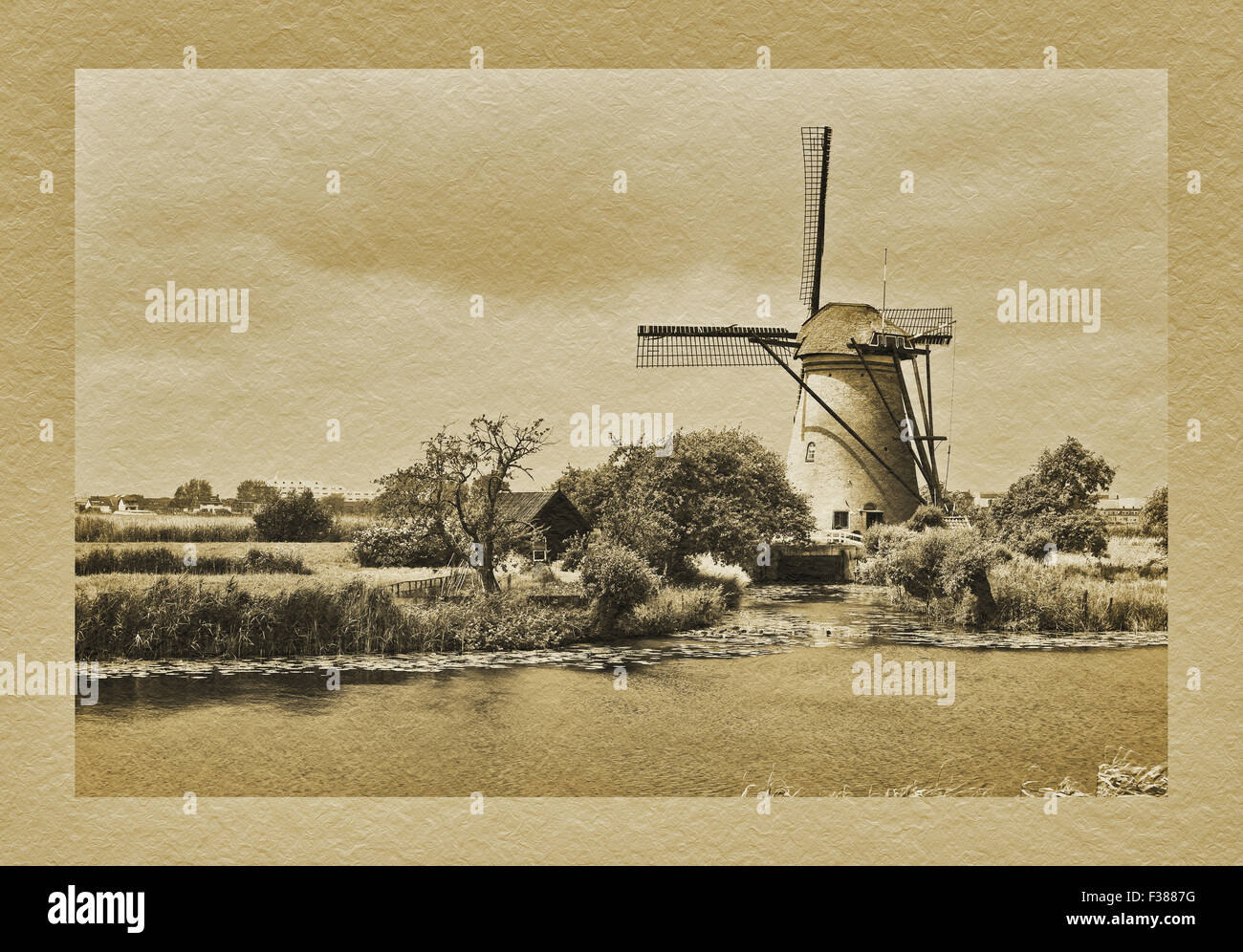 I mulini a vento di Kinderdijk, South Holland, Paesi Bassi, Europa Foto Stock