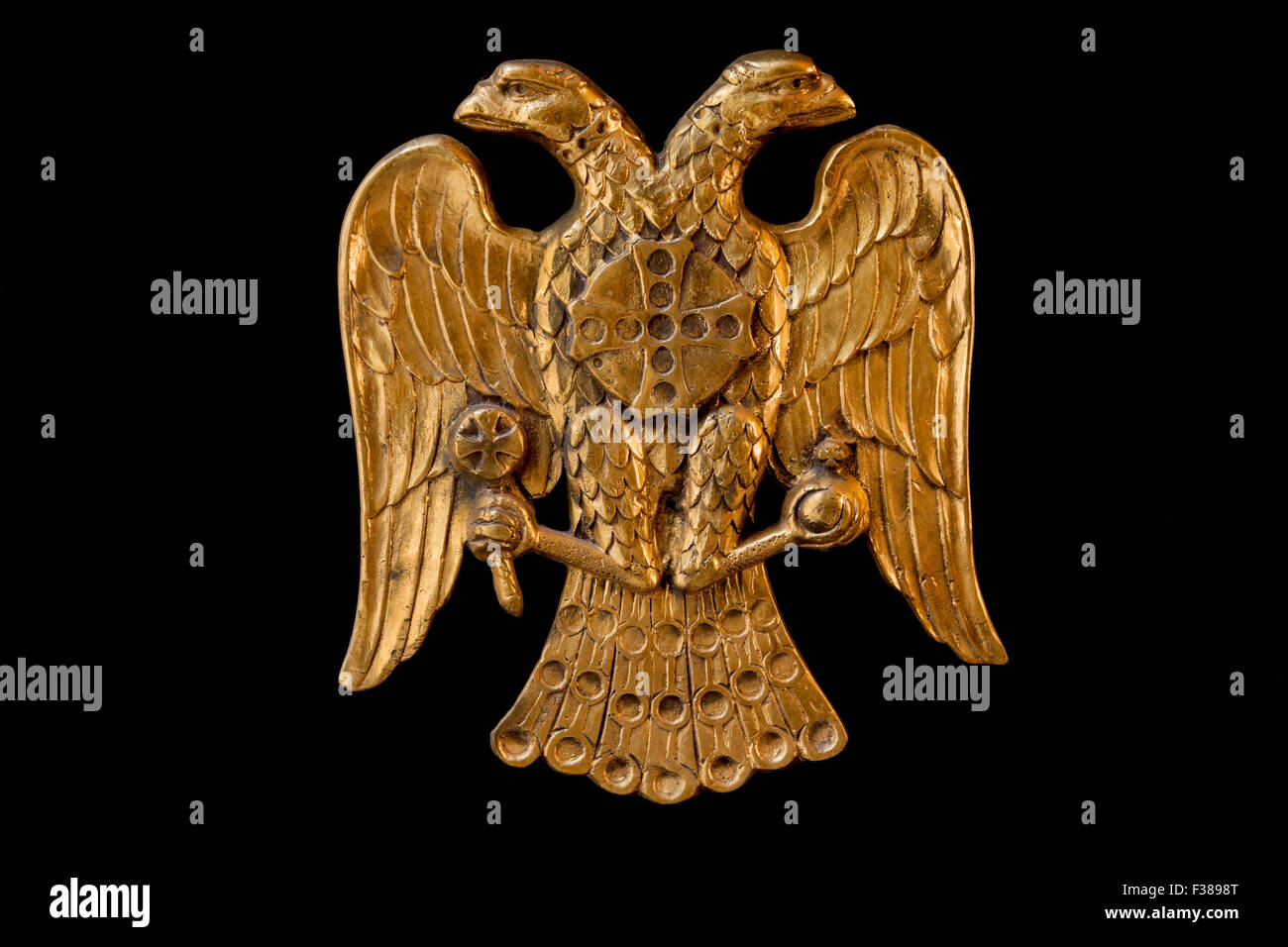 Double HEADED EAGLE, simbolo comune di araldica e vexillology. Essa è la più comunemente associati con l'impero bizantino, Santa Romana Foto Stock