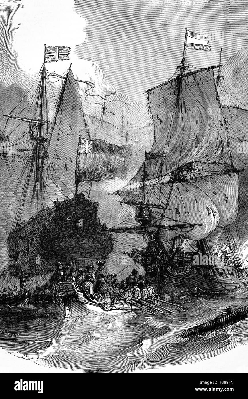 La terza battaglia di Ushant su 1 giugno, 1794, (aka il glorioso primo di giugno) la prima e la più grande flotta azione della Naval conflitto tra la Gran Bretagna e la prima repubblica francese in cui Lord Howe flotta della sconfitta dei Francesi durante la Rivoluzione Francese guerre. Foto Stock