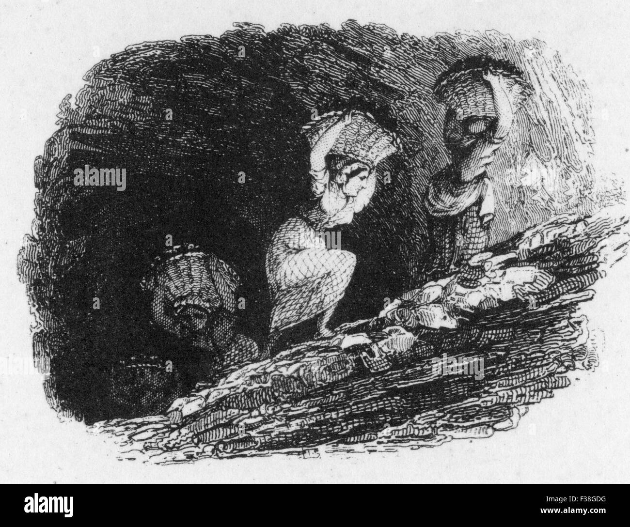 Le miniere di carbone le donne che trasportano i panieri di carbone dalla metropolitana da I. Taylor 1829 Prenota la miniera Foto Stock