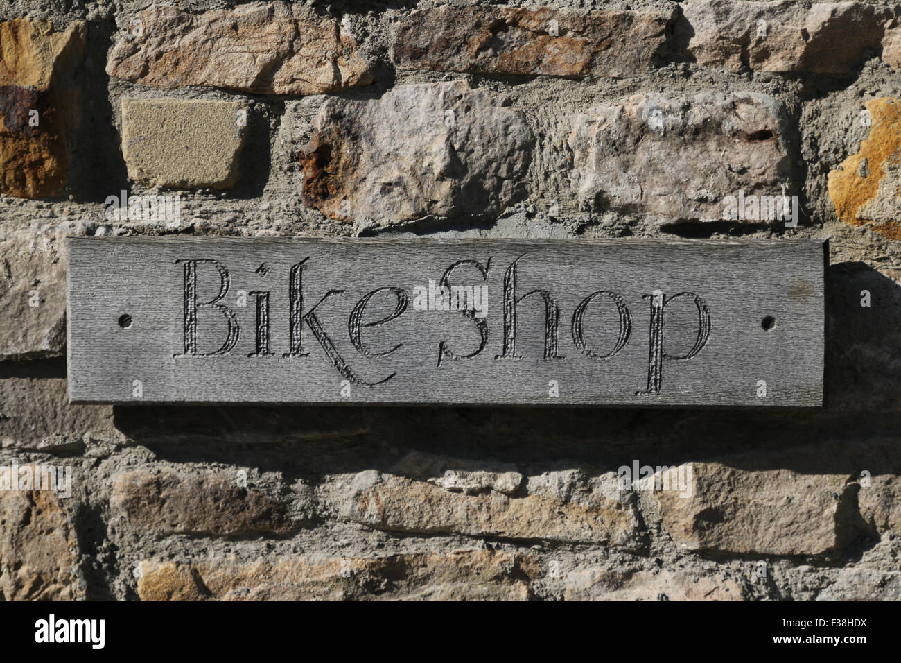 Bike Shop cartello in legno Foto Stock