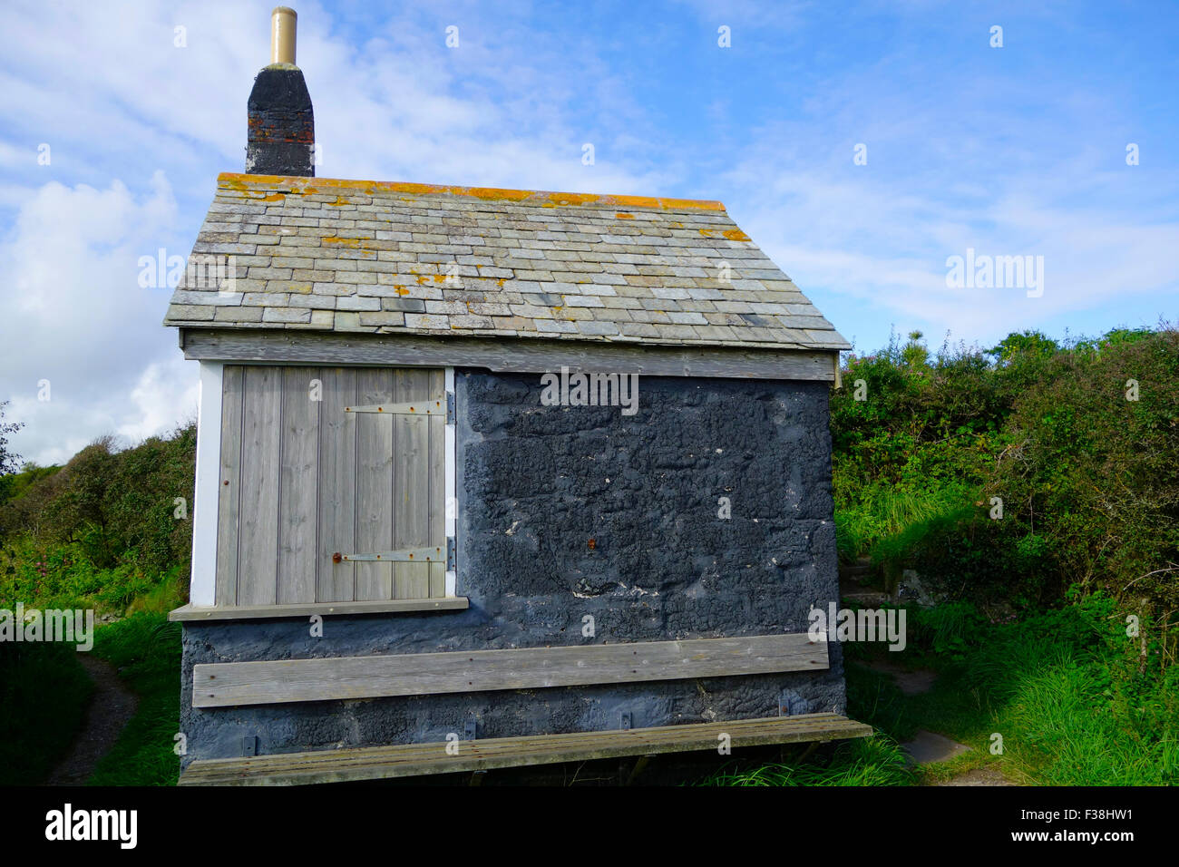 Ex guardia costiera Stazione di segnale, Cadgwith, penisola di Lizard, Cornwall, Regno Unito Foto Stock