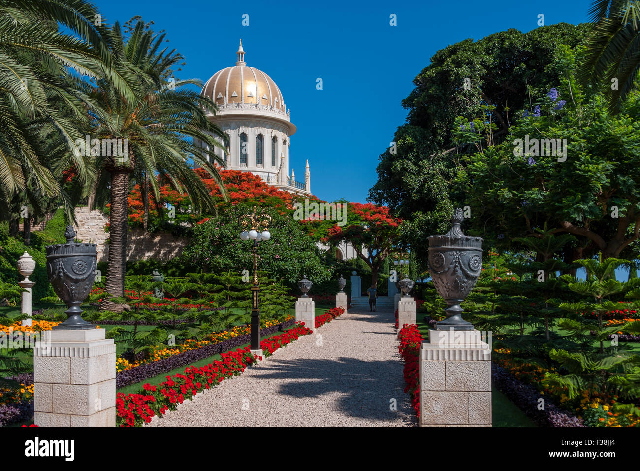 Santuario del Bab con giardini pensili di Haifa Foto Stock