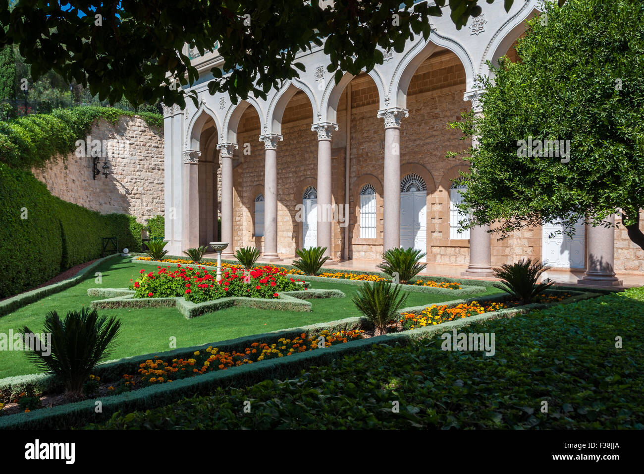 Santuario del Bab con giardini pensili di Haifa Foto Stock