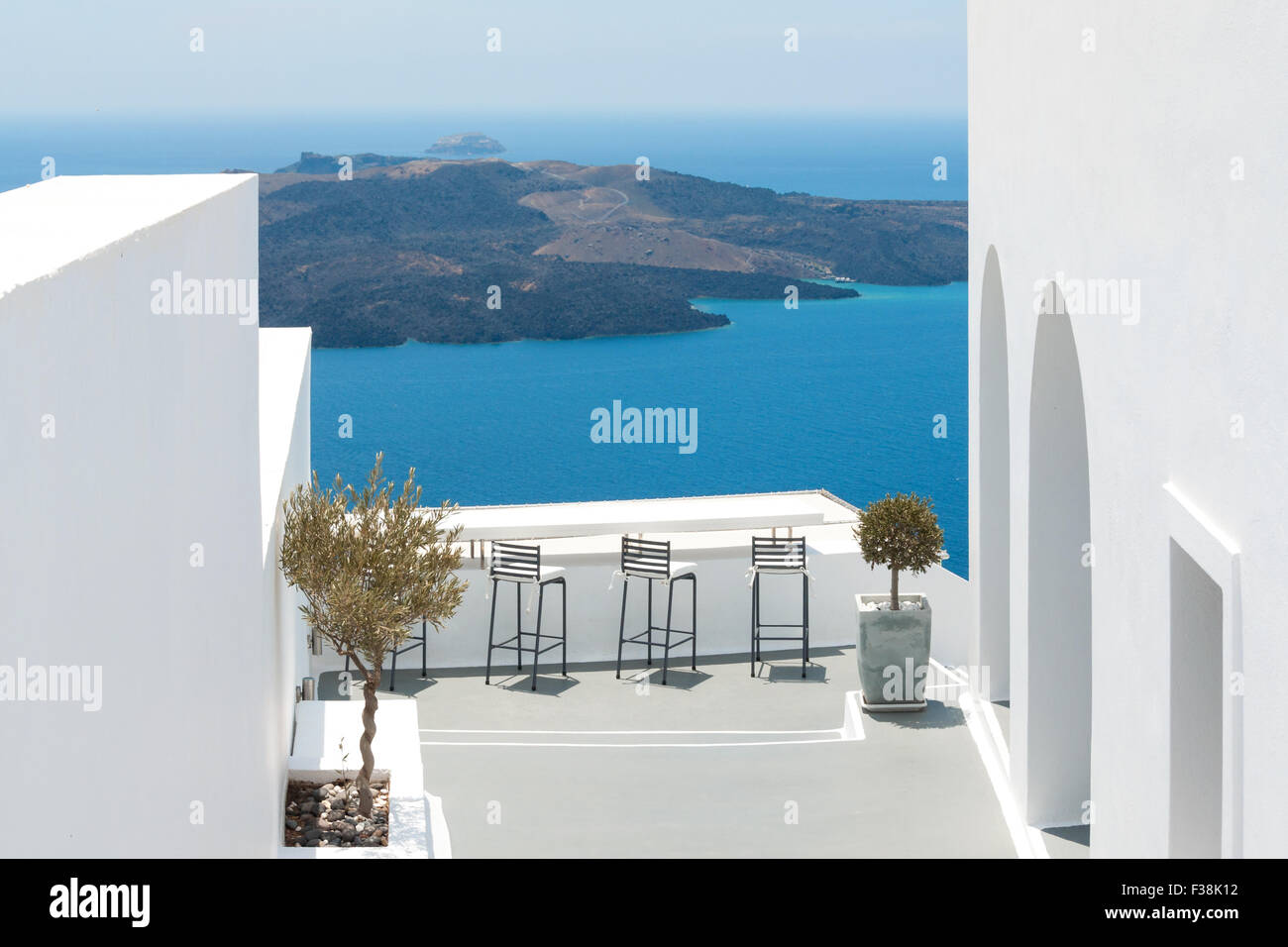 Vista sul Sud Egeo da Oia a Santorini Foto Stock
