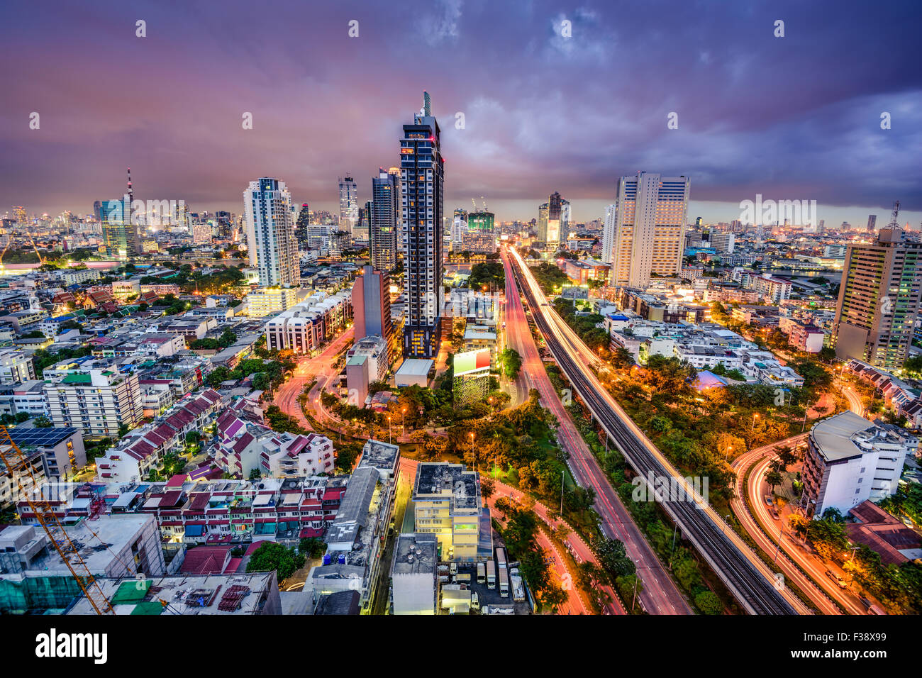 Bangkok, Thailandia twilight cityscape. Foto Stock
