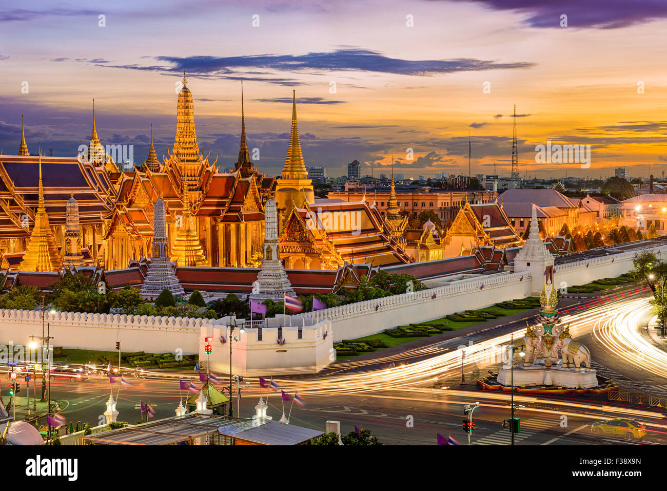 Bangkok, Thailandia presso il Tempio del Budda di smeraldo e Gran Palazzo. Foto Stock