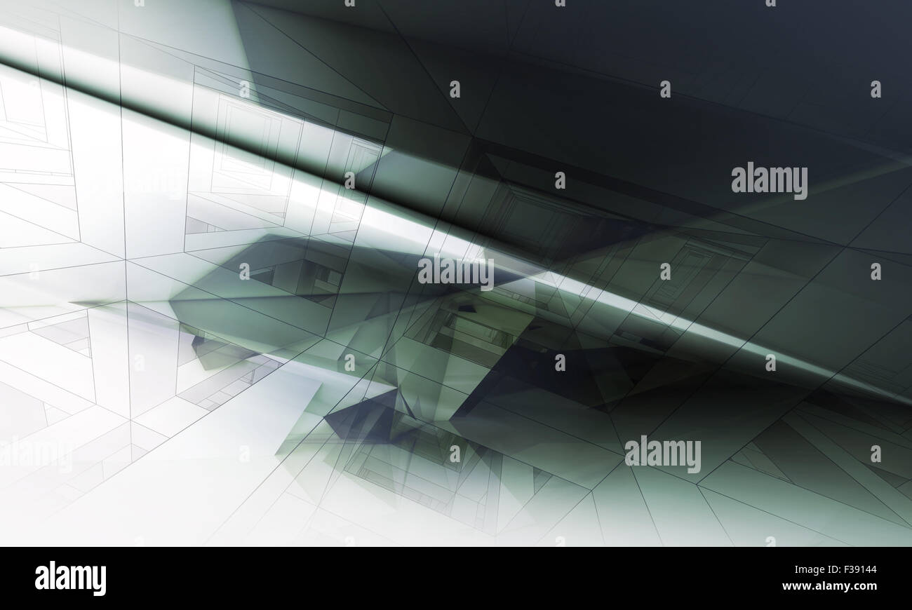 Abstract digitale con sfondo scuro struttura poligonale e filo-linee di trama, 3d illustrazione Foto Stock
