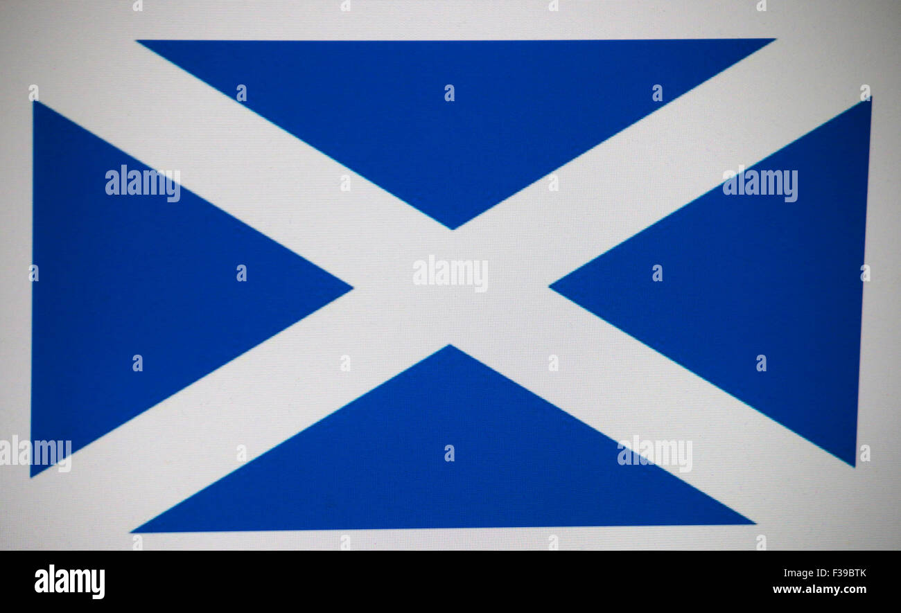 Die schottische Flagge - Referendum um die Unabhaengigkeit Schottlands am 18. Settembre 2014. Foto Stock