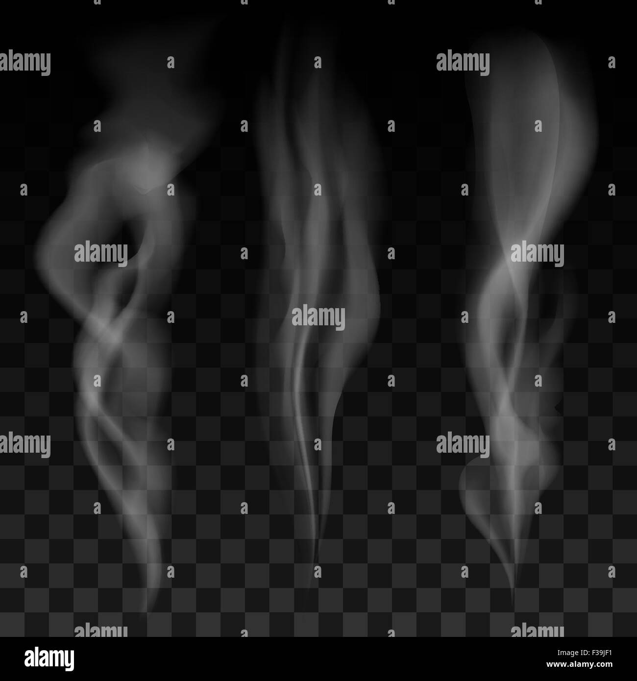 Set di onde di fumo su sfondo trasparente. Illustrazione in stile realista. Illustrazione Vettoriale
