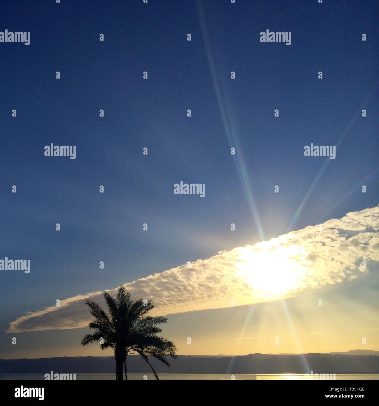 Tramonto sul Mar Morto, Giordania Foto Stock