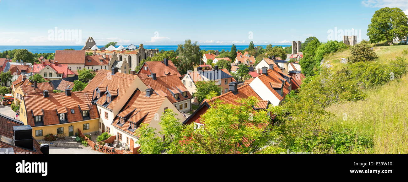Visby il panorama della città Foto Stock