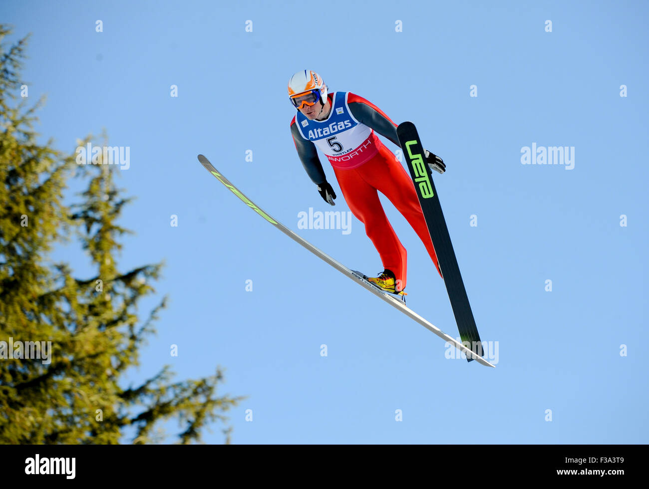 FIS Coppa del Mondo di Combinata Nordica, WHISTLER NORDIC CENTER, British Columbia, Canada, 17 gennaio 2009 - Mens ski jumping: Brett Cam Foto Stock