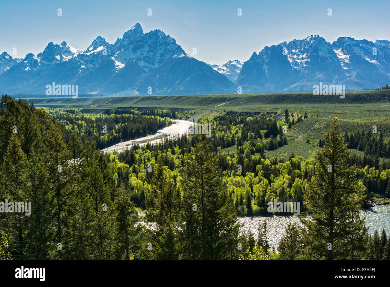 Il Wyoming, Grand Teton National Park, Snake River, gamma Teton Mountains Foto Stock