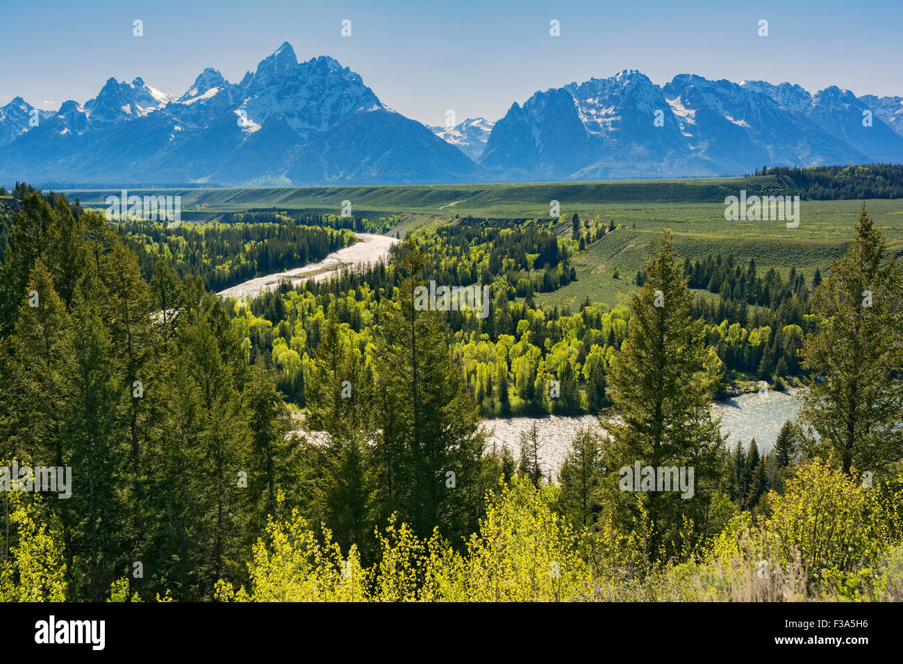 Il Wyoming, Grand Teton National Park, Snake River, gamma Teton Mountains Foto Stock