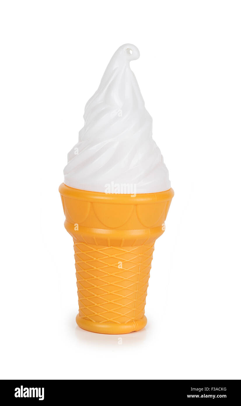 Close-up di una plastica di gelati isolati su sfondo bianco Foto Stock