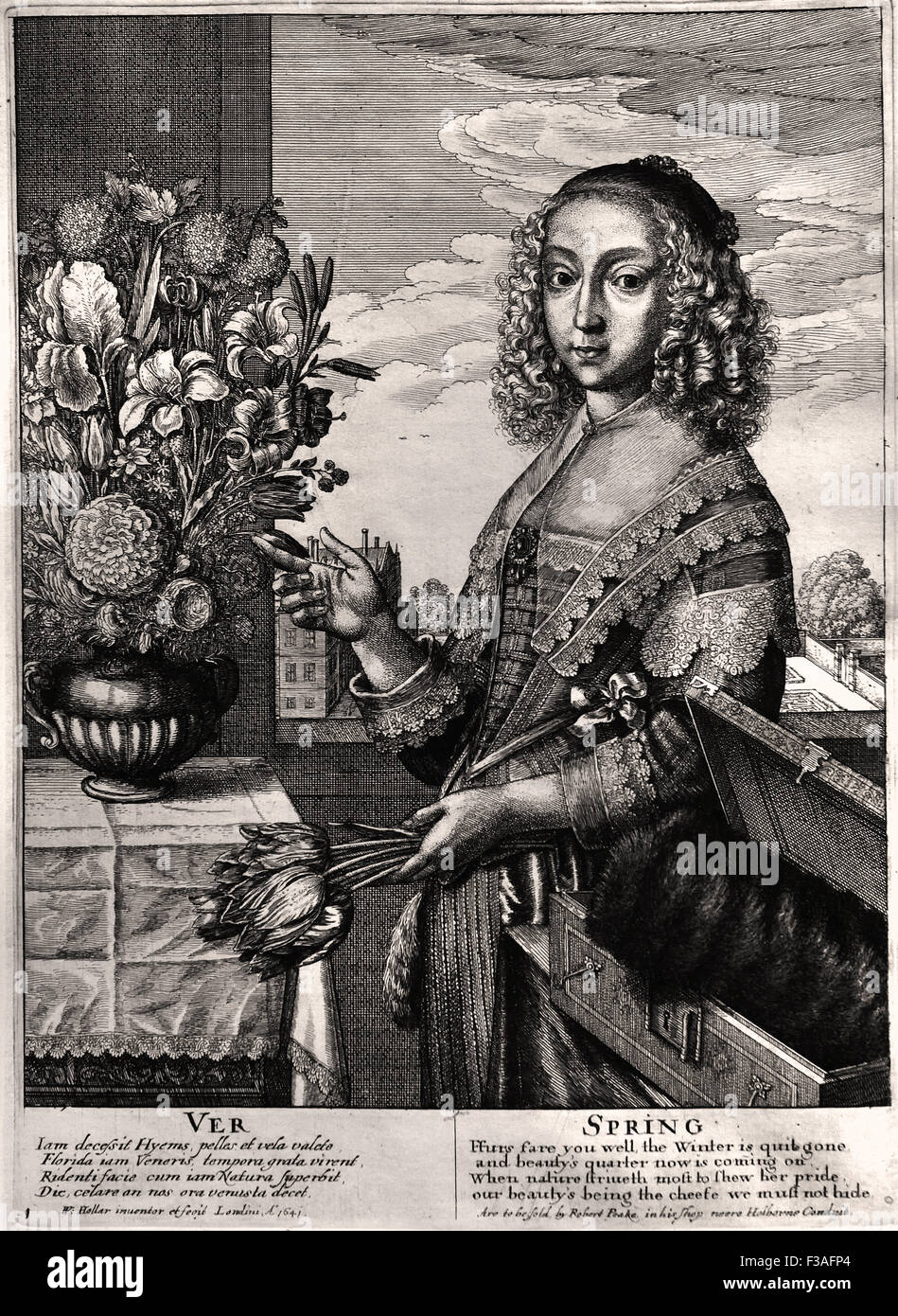 Molla ( fanciulla holding blossoms ) 1641 Wencelaus Hollar ( Václav Hollar ) 1607 - 1677 Praga, regno di Boemia, l attuale Repubblica Ceca Foto Stock