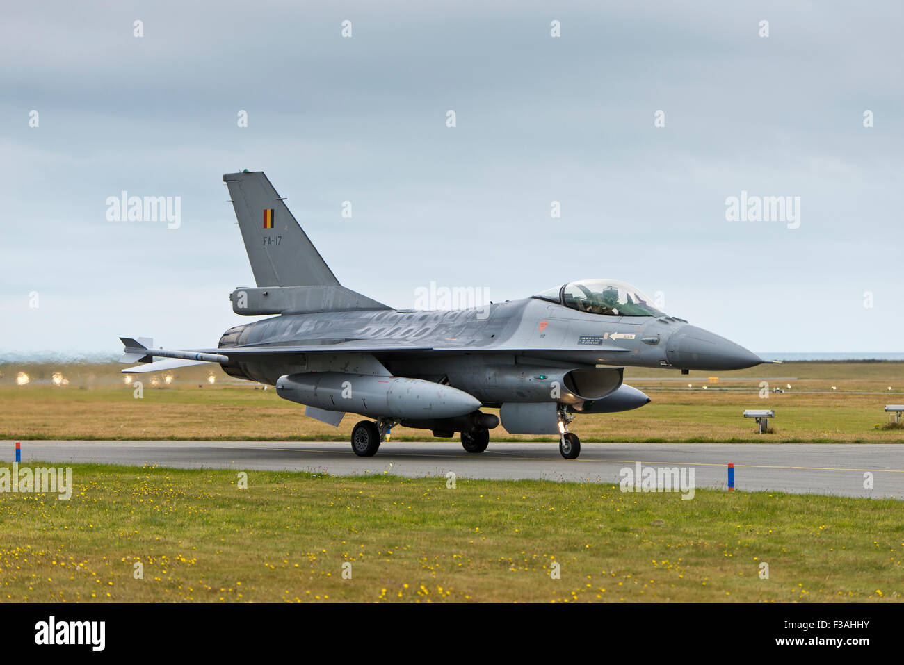 Raf Valley Anglesey North Wales UK F16 olandese Foto Stock