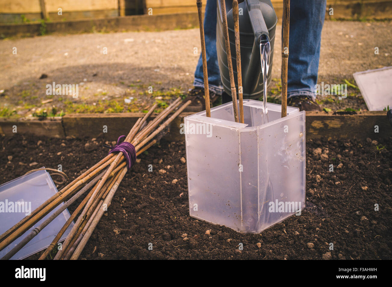 La struttura Giardino costruire l'impianto di innaffiamento Foto Stock