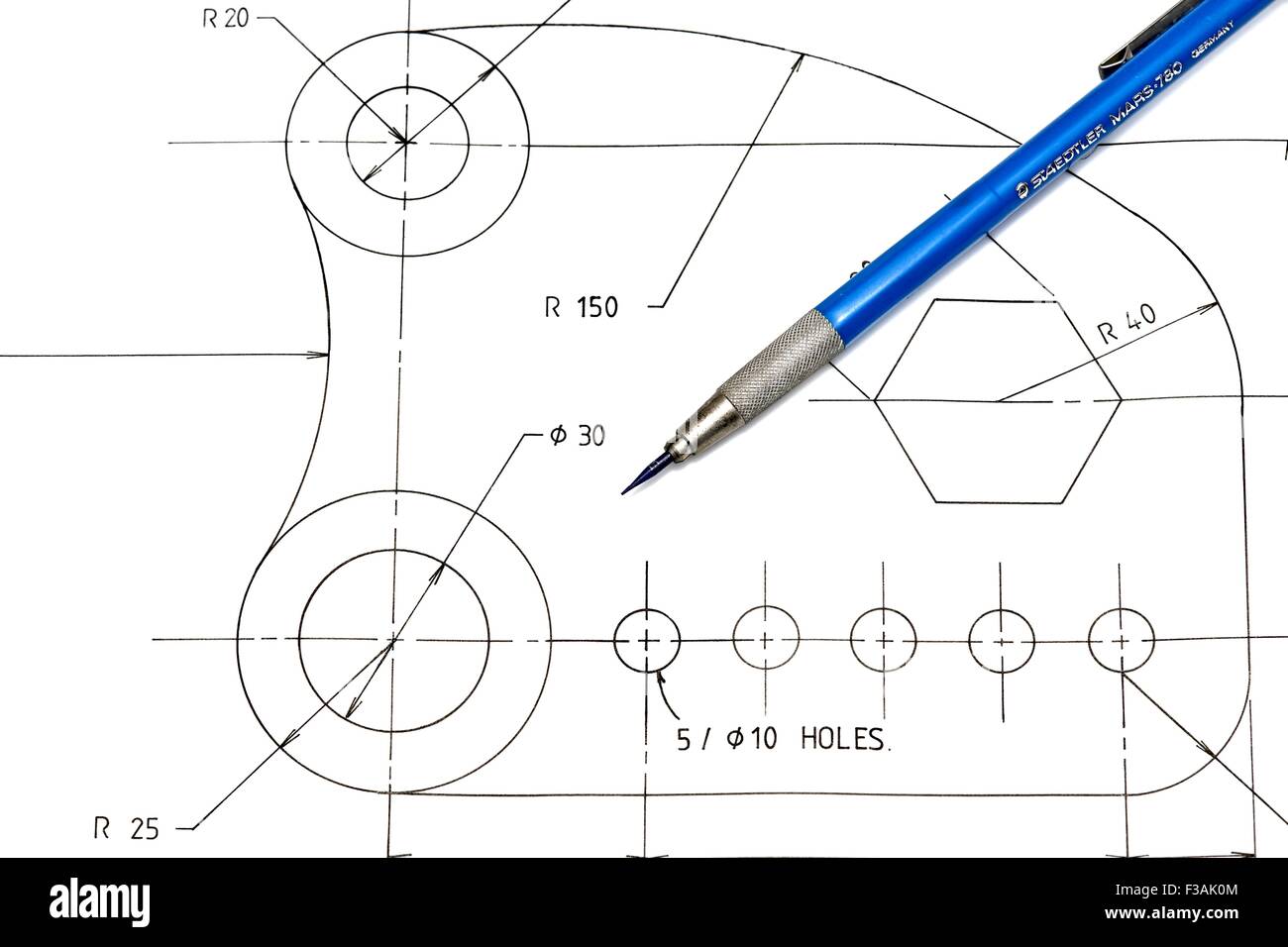 Disegno a matita meccanica Foto Stock