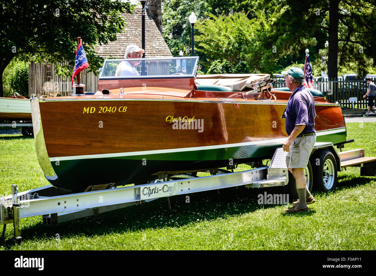 Caro Amico, 1928 Chris Craft modello #1 in legno, runabout Chesapeake Bay Maritime Museum, St. Michaels, Maryland Foto Stock