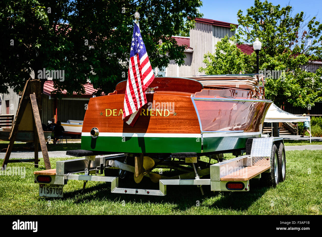 Caro Amico, 1928 Chris Craft modello #1 in legno, runabout Chesapeake Bay Maritime Museum, St. Michaels, Maryland Foto Stock