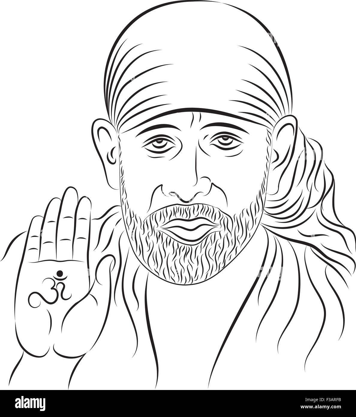 Calligrafica Shirdi Sai Baba arte vettoriale Illustrazione Vettoriale