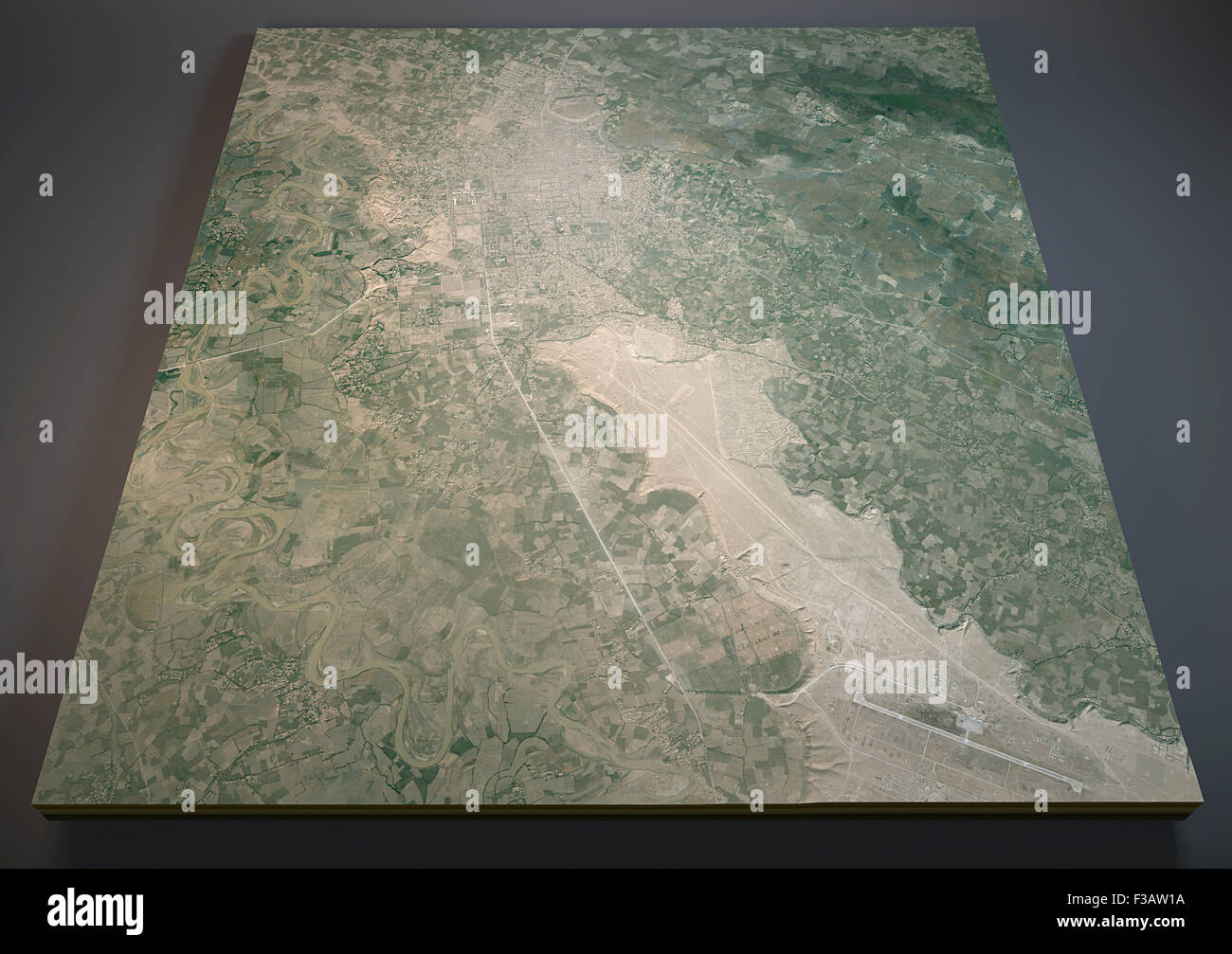 Vista satellitare di Kunduz mappa, Afghanistan, mappa in 3D Foto Stock