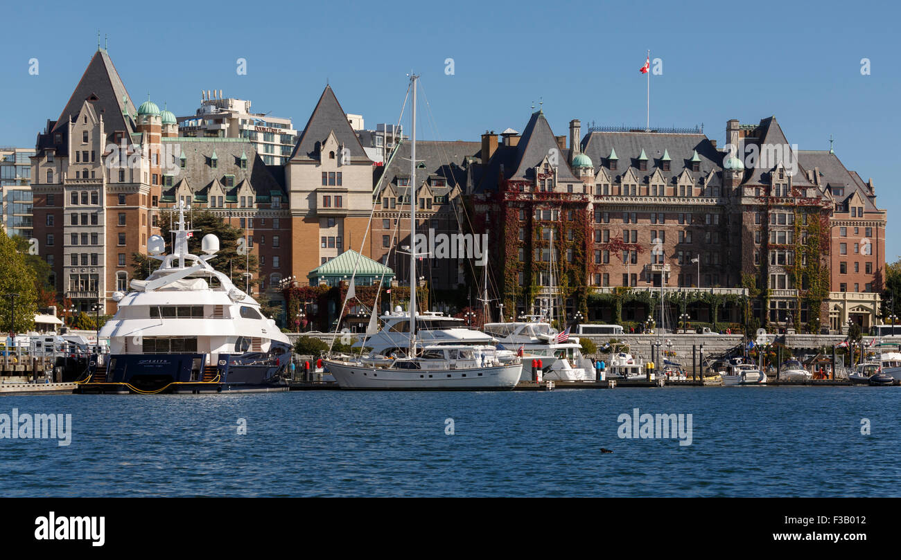 Porto Interno e Empress Hotel Victoria Vancouver Island British Columbia Canada Foto Stock
