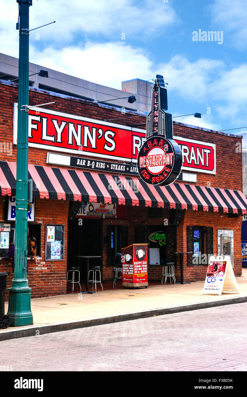 Flynn's ristorante e nightclub in Beale Street a Memphis, Tennessee Foto Stock