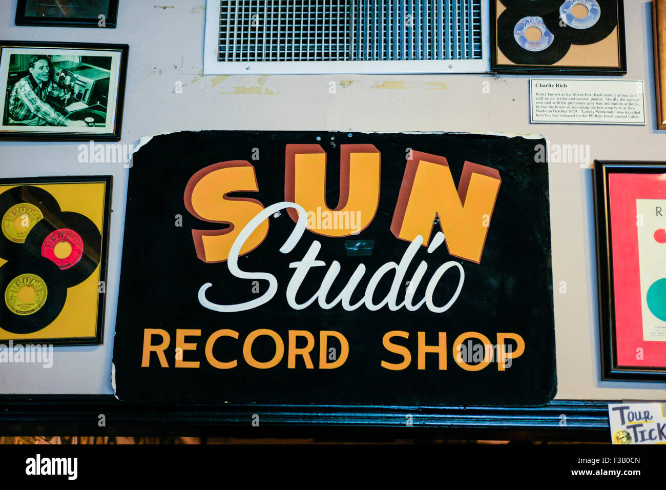 All'interno del Sun Studio e museo a 706 Union Ave, Memphis, Tennessee. Luogo di nascita del rock n' Roll e casa per il 'Million Dollar Foto Stock