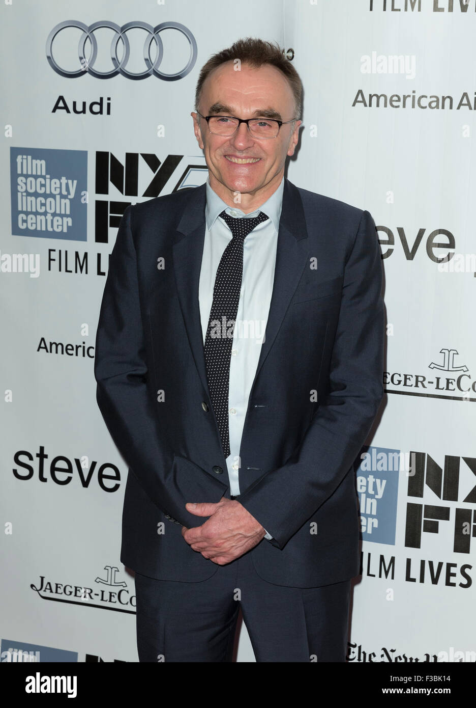 New York, NY - Ottobre 3, 2015: Direttore Danny Boyle assiste la Steve Jobs Premiere durante la 53rd annuale di New York Film Festival di Alice Tully Hall Foto Stock