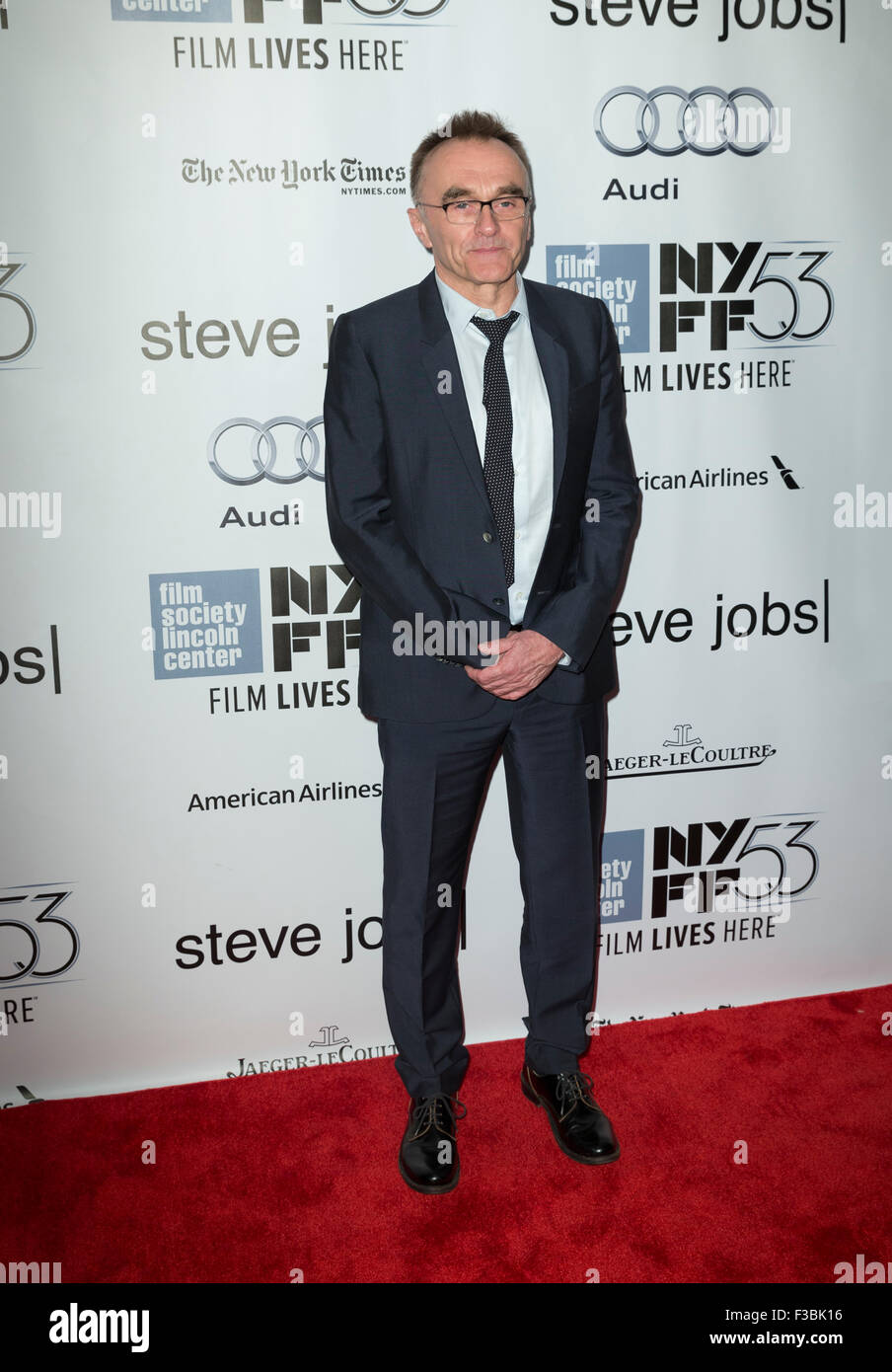 New York, NY - Ottobre 3, 2015: Direttore Danny Boyle assiste la Steve Jobs Premiere durante la 53rd annuale di New York Film Festival di Alice Tully Hall Foto Stock