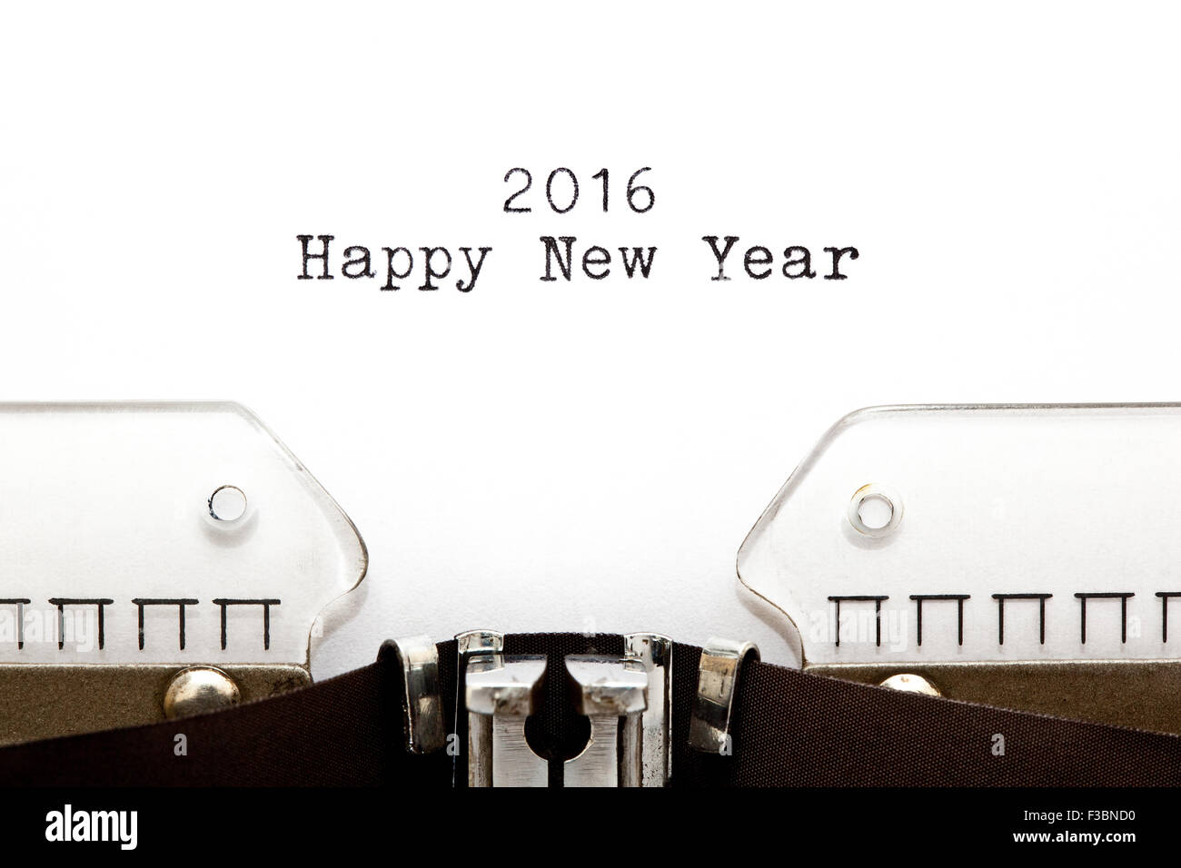 Felice Anno Nuovo 2016 scritto sul retro della macchina da scrivere. Foto Stock