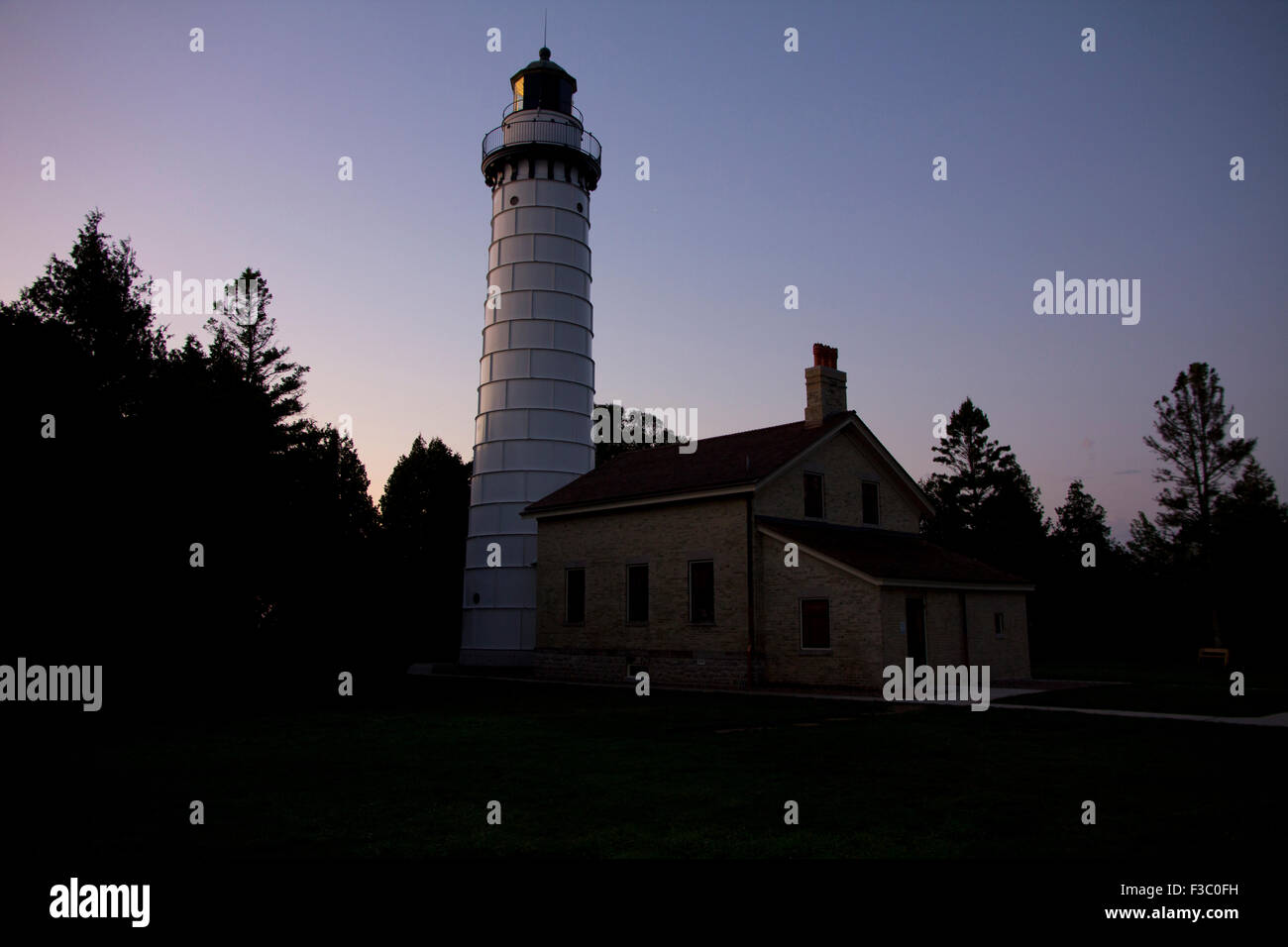 Cana Island Lighthouse, affacciato sul lago Michigan, Door County, Wisconsin Foto Stock