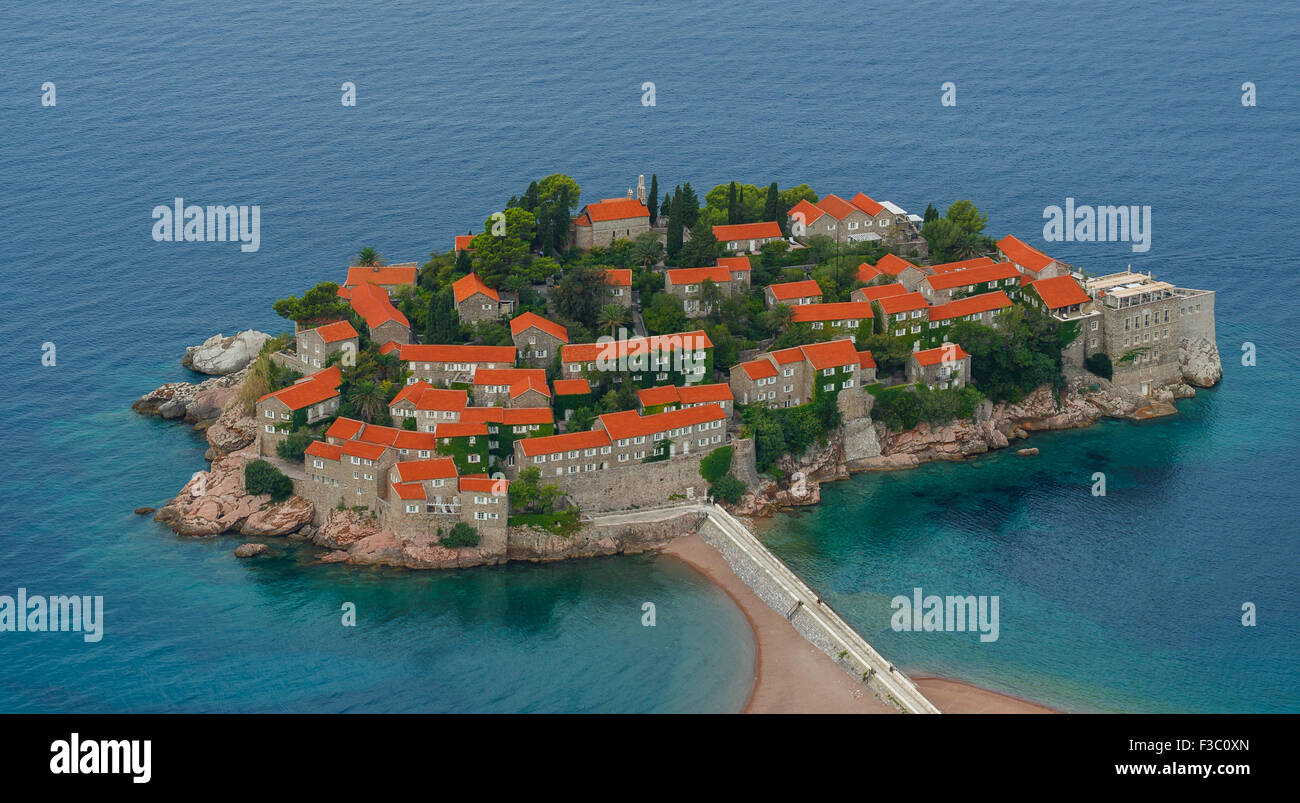 Sveti Stefan isola in Budva, Montenegro, Balcani Foto Stock