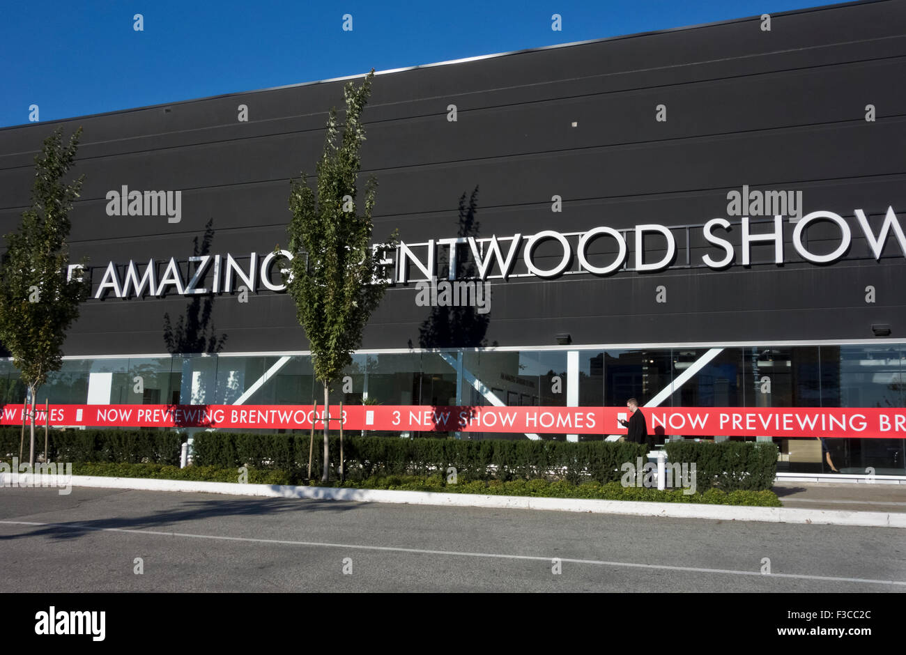 Segno esterno per la sorprendente Brentwood sviluppo condominio show case in Burnaby, BC (maggiore) di Vancouver, Canada Foto Stock