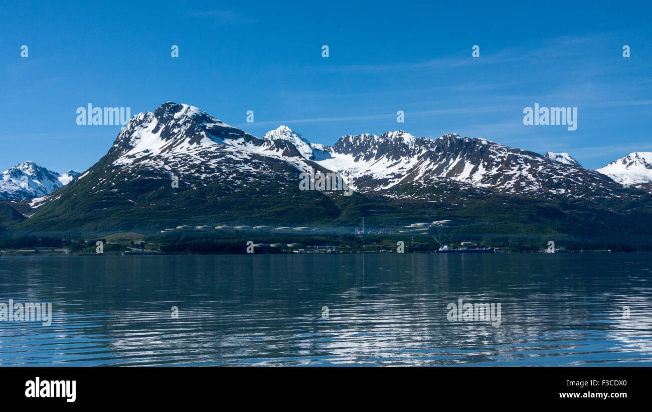 Capolinea della Trans-Alaska Pipeline in Valdez Foto Stock