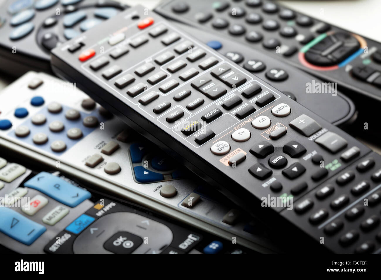 Dettaglio del telecomando utilizzato controllo del televisore Foto Stock