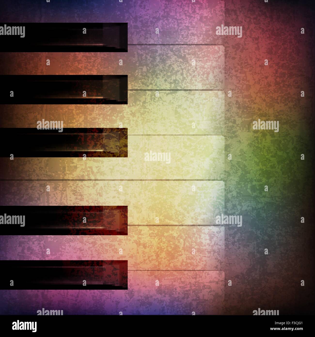 Abstract grunge sfondo musica con pianoforte su marrone illustrazione vettoriale Illustrazione Vettoriale