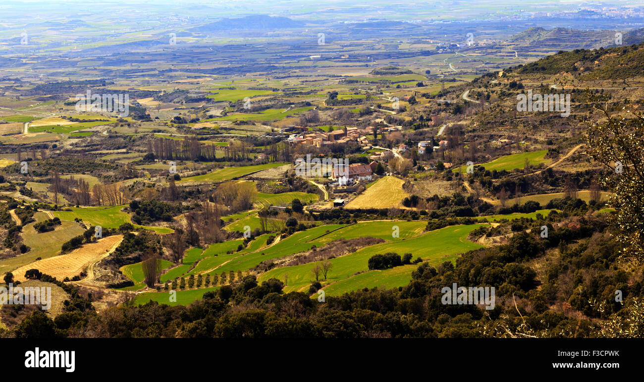 Vista sulla valle del fiume Ebro in Spagna Rioja Foto Stock