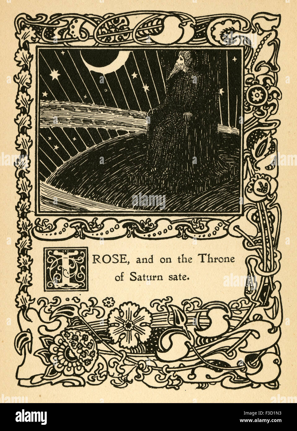 Antique 1904 illustrazione da Rubaiyat di Omar Khayyam. 'I rose e sul trono di Saturno sate.". Foto Stock