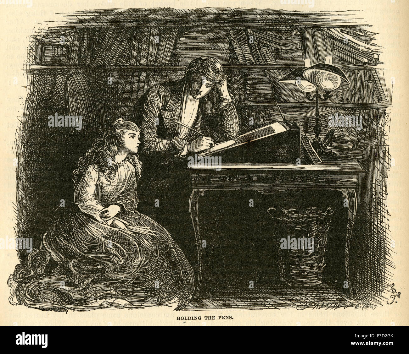 Illustrazione da 1872 edizione di Charles Dickens David Copperfield. Tenendo le penne. Foto Stock