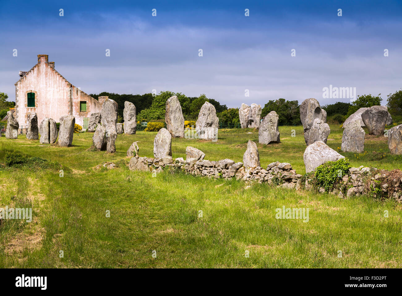 Alignements Menec megalitico pietre permanente Neolitico Carnac Morbihan Bretagna francese Francia Europa Foto Stock