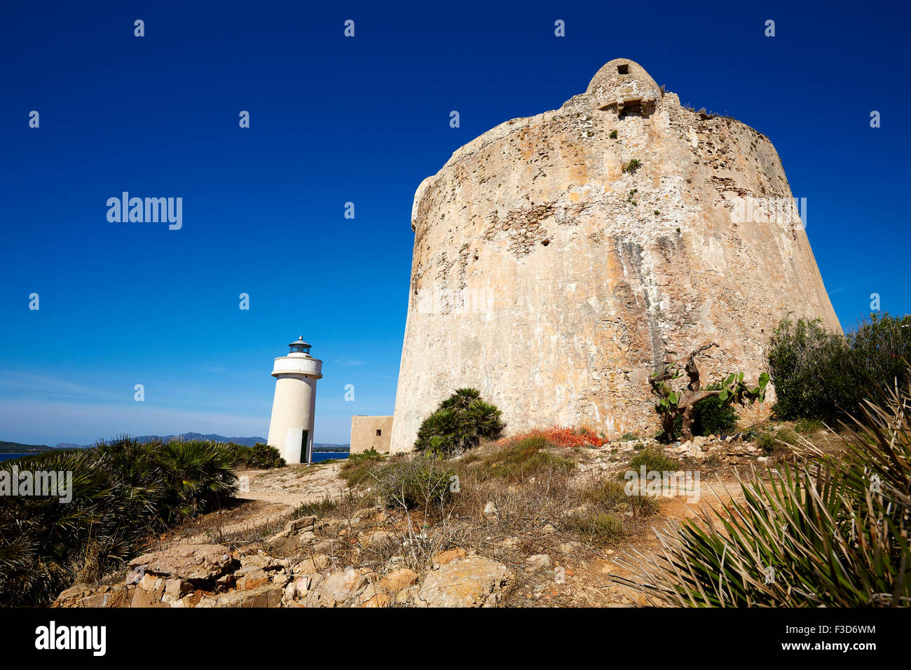 Torre di avvistamento a Porto Conte, Sardegna Foto Stock