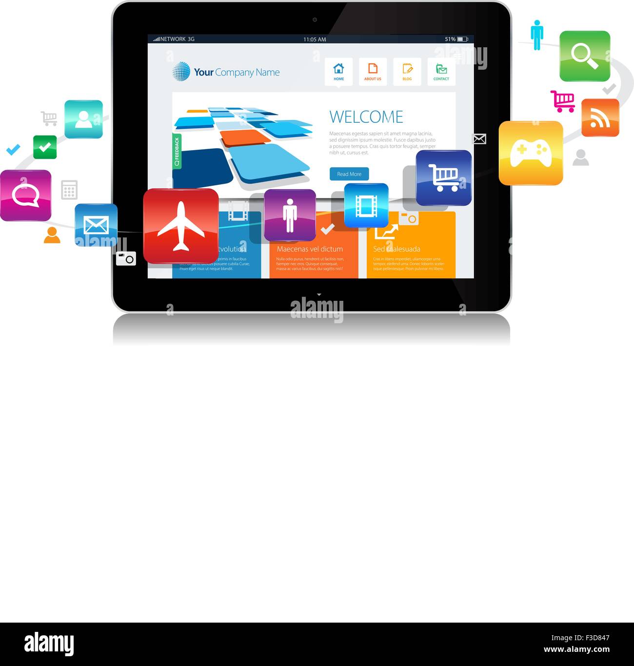 Questa immagine è un file vettore che rappresenta una delle applicazioni internet concetto. Illustrazione Vettoriale