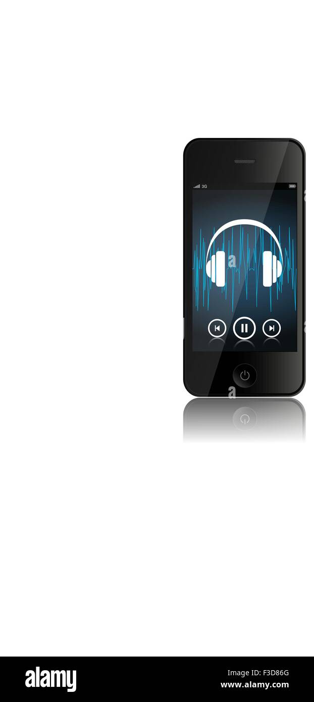 Smartphone, Vettore, musica, cuffie, Cell, Audio Illustrazione Vettoriale